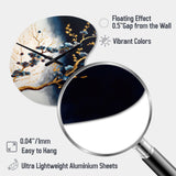 Blue Cherry Blossom Branch VI - Asymmetric Metal Wall Clock