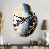 Blue Cherry Blossom Branch VI - Asymmetric Metal Wall Clock