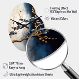 Blue Cherry Blossom Branch VI - Asymmetric Metal Wall Clock