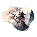Watercolor Japanese Landscape II - Asymmetric Metal Wall Clock