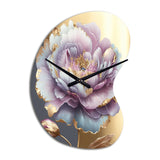 Purple Hue Single Flower I - Asymmetric Metal Wall Clock