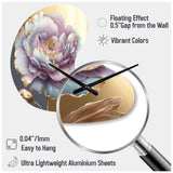 Purple Hue Single Flower I - Asymmetric Metal Wall Clock