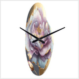 Purple Hue Single Flower I - Asymmetric Metal Wall Clock