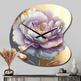 Purple Hue Single Flower I - Asymmetric Metal Wall Clock