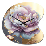 Purple Hue Single Flower I - Asymmetric Metal Wall Clock