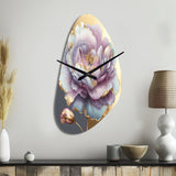 Purple Hue Single Flower I - Asymmetric Metal Wall Clock