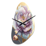 Purple Hue Single Flower I - Asymmetric Metal Wall Clock