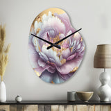 Purple Hue Single Flower I - Asymmetric Metal Wall Clock