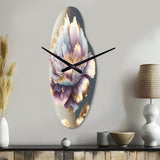 Purple Hue Single Flower II - Asymmetric Metal Wall Clock