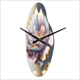 Purple Hue Single Flower II - Asymmetric Metal Wall Clock