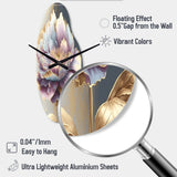 Purple Hue Single Flower II - Asymmetric Metal Wall Clock
