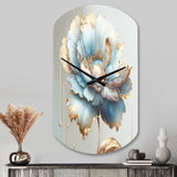 Chic Blue Blooming Flower I - Asymmetric Metal Wall Clock