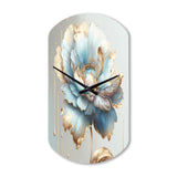 Chic Blue Blooming Flower I - Asymmetric Metal Wall Clock
