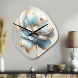 Chic Blue Blooming Flower I - Asymmetric Metal Wall Clock