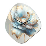 Chic Blue Blooming Flower I - Asymmetric Metal Wall Clock