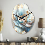 Chic Blue Blooming Flower I - Asymmetric Metal Wall Clock