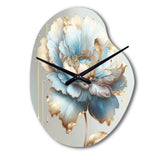 Chic Blue Blooming Flower I - Asymmetric Metal Wall Clock