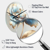 Chic Blue Blooming Flower I - Asymmetric Metal Wall Clock
