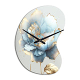 Chic Blue Blooming Flower II - Asymmetric Metal Wall Clock