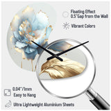 Chic Blue Blooming Flower II - Asymmetric Metal Wall Clock