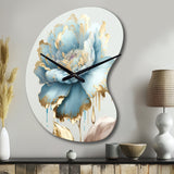 Chic Blue Blooming Flower III - Asymmetric Metal Wall Clock