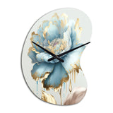 Chic Blue Blooming Flower III - Asymmetric Metal Wall Clock