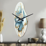 Chic Blue Blooming Flower III - Asymmetric Metal Wall Clock