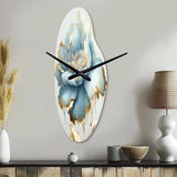 Chic Blue Blooming Flower III - Asymmetric Metal Wall Clock