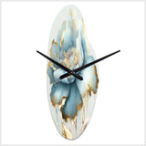 Chic Blue Blooming Flower III - Asymmetric Metal Wall Clock