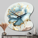 Chic Blue Blooming Flower III - Asymmetric Metal Wall Clock