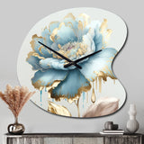Chic Blue Blooming Flower III - Asymmetric Metal Wall Clock