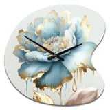 Chic Blue Blooming Flower III - Asymmetric Metal Wall Clock