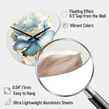 Chic Blue Blooming Flower III - Asymmetric Metal Wall Clock