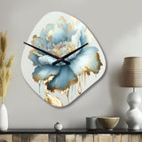 Chic Blue Blooming Flower III - Asymmetric Metal Wall Clock