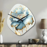 Chic Blue Blooming Flower III - Asymmetric Metal Wall Clock