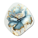 Chic Blue Blooming Flower III - Asymmetric Metal Wall Clock