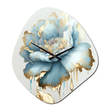 Chic Blue Blooming Flower III - Asymmetric Metal Wall Clock
