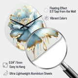 Chic Blue Blooming Flower III - Asymmetric Metal Wall Clock