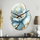 Chic Blue Blooming Flower III - Asymmetric Metal Wall Clock
