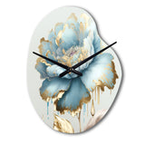 Chic Blue Blooming Flower III - Asymmetric Metal Wall Clock