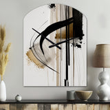 Black, White And Gold Expression I - Asymmetric Metal Wall Clock