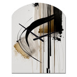 Black, White And Gold Expression I - Asymmetric Metal Wall Clock