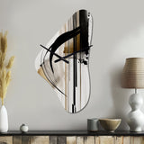 Black, White And Gold Expression I - Asymmetric Metal Wall Clock