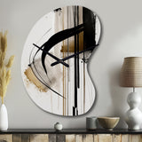 Black, White And Gold Expression I - Asymmetric Metal Wall Clock