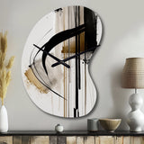 Black, White And Gold Expression I - Asymmetric Metal Wall Clock