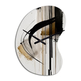 Black, White And Gold Expression I - Asymmetric Metal Wall Clock