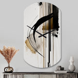 Black, White And Gold Expression I - Asymmetric Metal Wall Clock