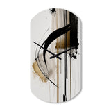 Black, White And Gold Expression I - Asymmetric Metal Wall Clock
