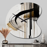Black, White And Gold Expression I - Asymmetric Metal Wall Clock
