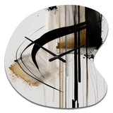 Black, White And Gold Expression I - Asymmetric Metal Wall Clock